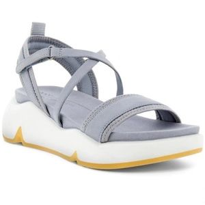 ECCO light gray Nubuck leather strappy chunky platform sandals 41